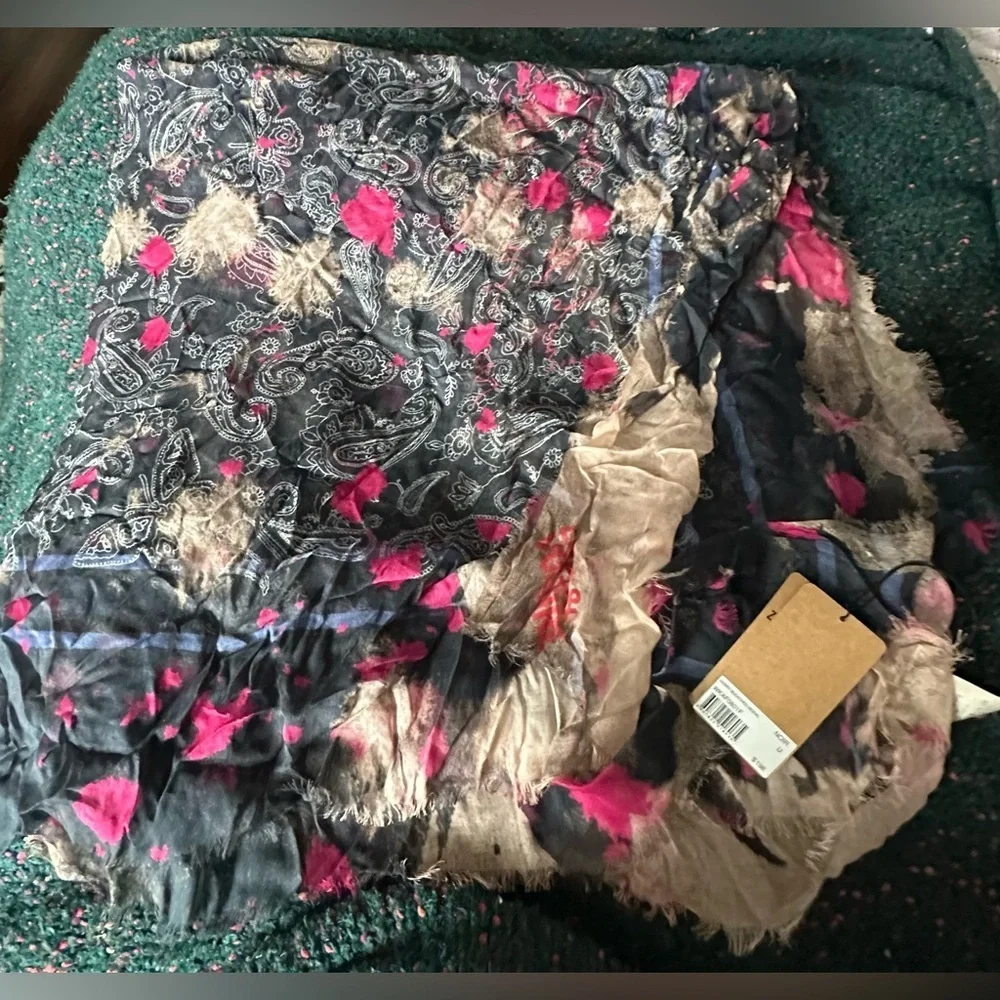 Zadig & Voltaire Kerry Bleached Modal Scarf Noir NWT